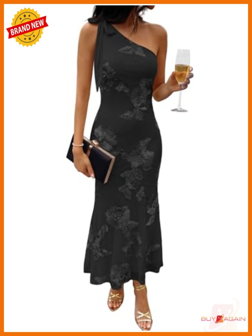 Caracilia One Shoulder Maxi Dress Mesh Bodycon Formal Wedding Guest Cocktail